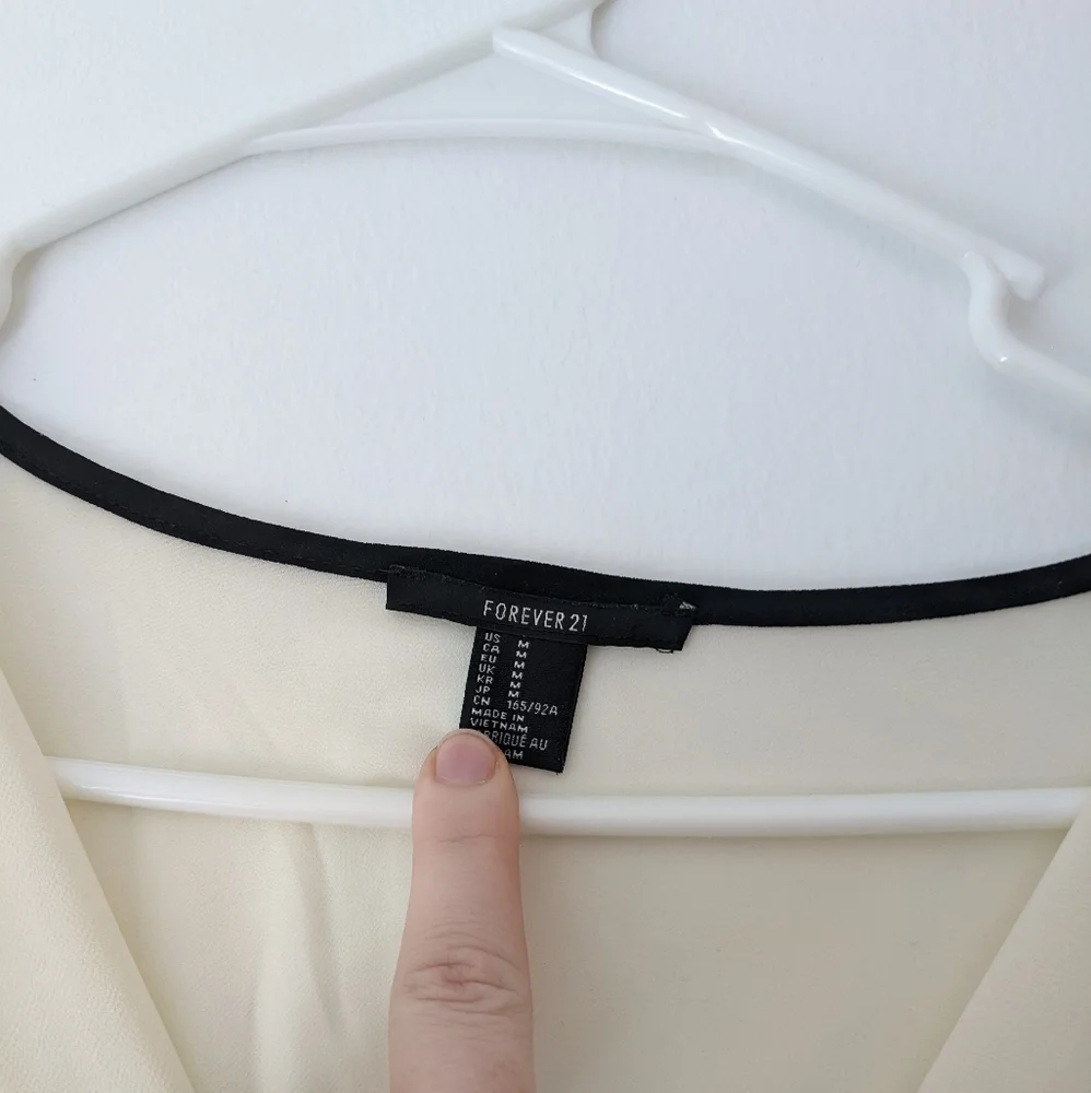 Forever 21 Sheer Work Top Off-White Office Blouse - Picture 3 of 4